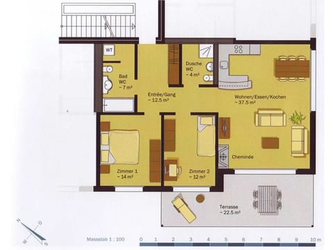 Sandeilas 10 Appartement/Fewo, Bad, WC, 2 Schlafräume
