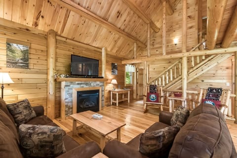 Two story living room