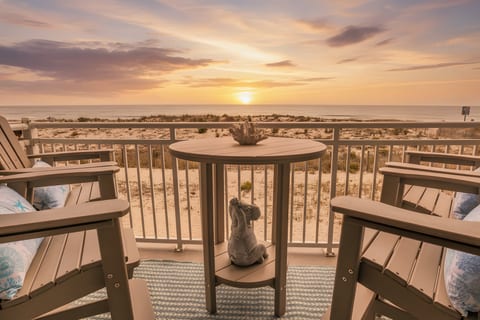 Private balcony with sunrise ocean views over the dunes