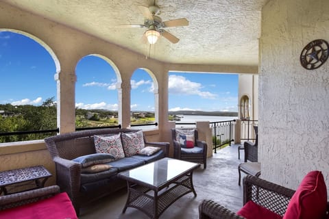 Expansive Patio with Lake and Hill Country Views