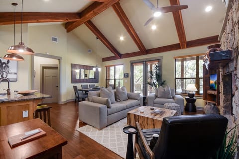 Open Living Area for Entertaining with Vaulted Ceiling