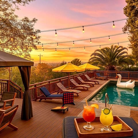 Retro Hillside Escape with Pool & Spa