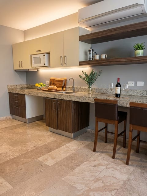 Fully equipped for long stays. Save money and feel at home preparing your own meals and brewing your morning coffee.