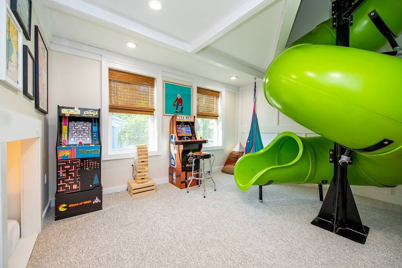The Green Monster: Indoor Slide + Basement Bar