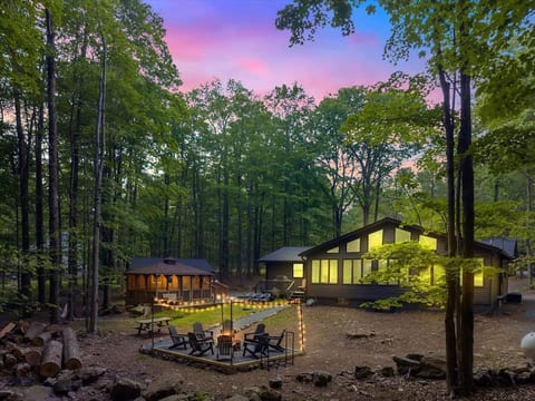Twilight shot of the secluded property