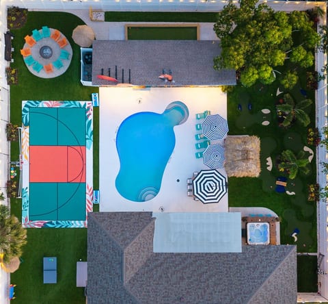From the heated pool and hot tub to the game courts, fire pit, and outdoor lounging areas—our backyard is designed for the ultimate getaway experience.