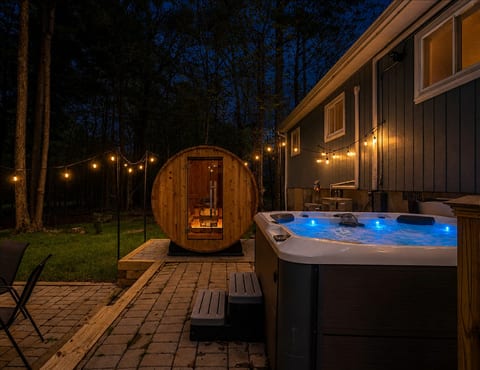 Relax, recharge, and soak it all in—our backyard sauna and hot tub are the perfect escape, day or night.