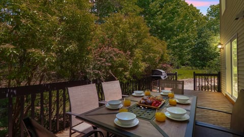 Breakfast on the deck with the grill close by.