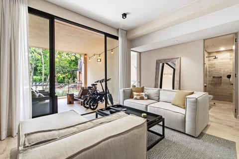 Living Area with Access to Private Covered Terrace