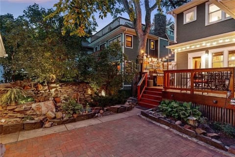 back view with a cascading water feature