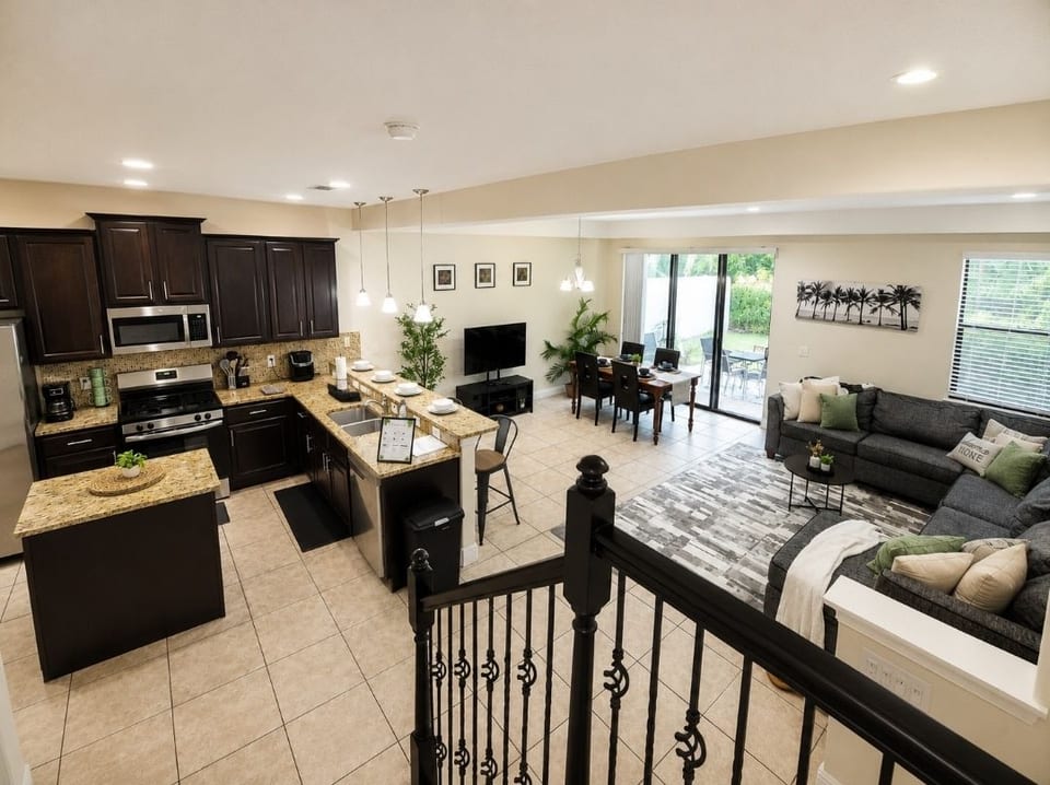 Open Living Area. Open-concept living, dining, and kitchen perfect for gathering.