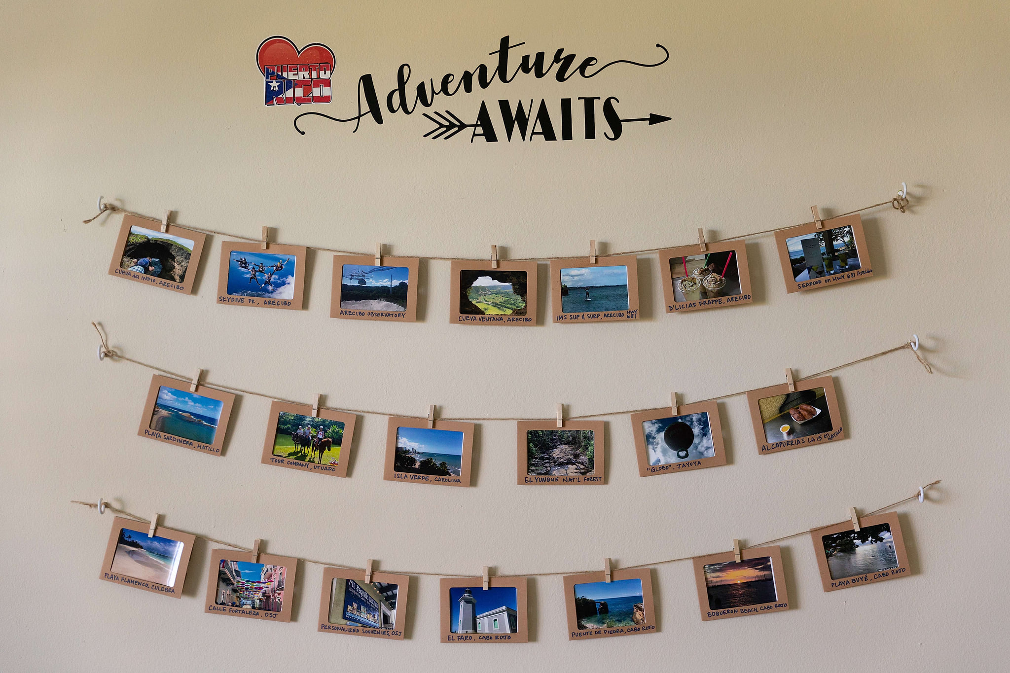 Adventure wall for some travel inspiration and island exploration!