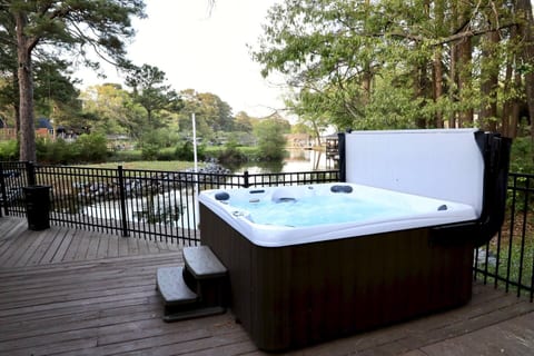 Relaxing hot tub by the water