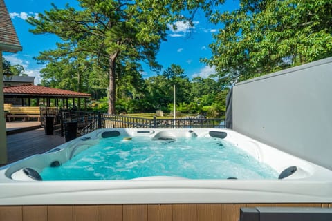 Relaxing hot tub with serene views