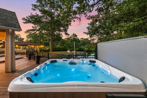 Relaxing hot tub with serene views