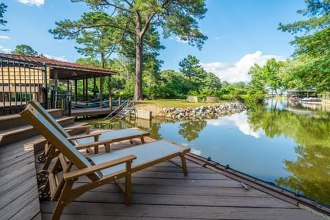Serene lakeside lounging area