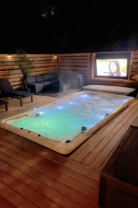 Pool spa at night