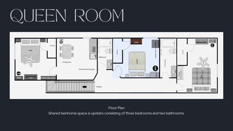 Queen Room + Kitchenette (upstairs)