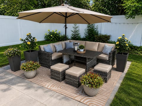 Outdoor patio dining — eat, play, relax, and enjoy the fresh air.