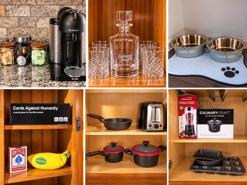 Thoughtful extras: coffee bar, games, full cookware & pet-friendly perks
