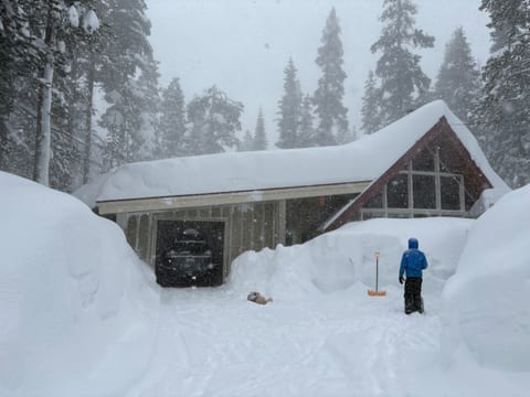 The cabin in winter!!!! We get A LOT of snow in Serene Lakes!