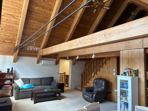 Cozy living room with a queen size sleeper couch. Board games for the whole family.
