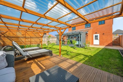 Sun loungers on the decking area