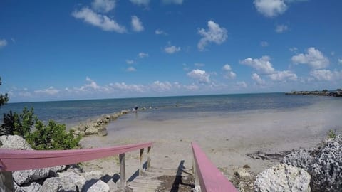 Access at the beach with interesting snorkelling around the rocks and jetty. 