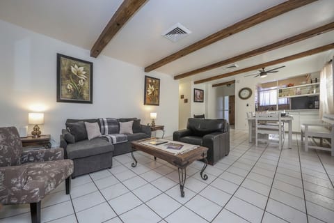 Cozy living room with smart TV and games