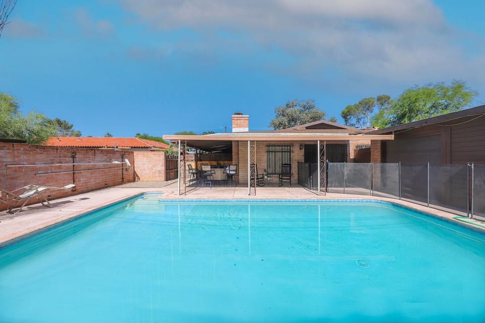 Cool off from the summer heat in our private pool! We also have a fence installed to keep young children safe and give you peace of mind.