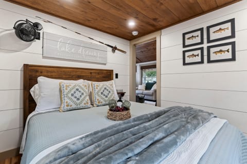 Cozy bedroom with lake-inspired decor