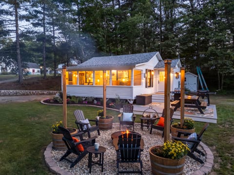 Cozy fire pit surrounded by seating