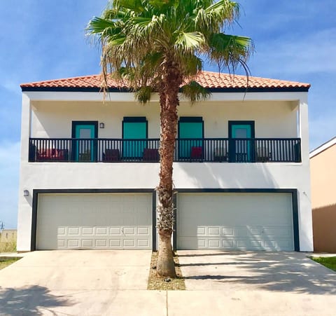 Pictured is the front of the building. The townhouse you are renting is the left side.