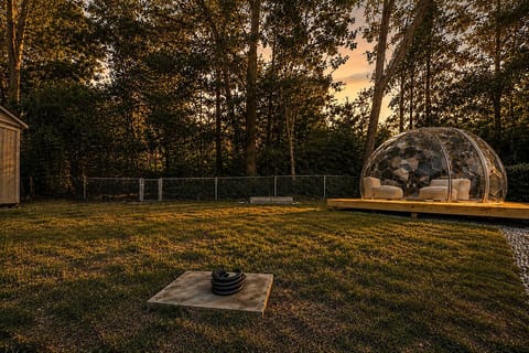 Who doesn't enjoy a game of Horseshoe? Please find the horseshoes in the brown storage bin.