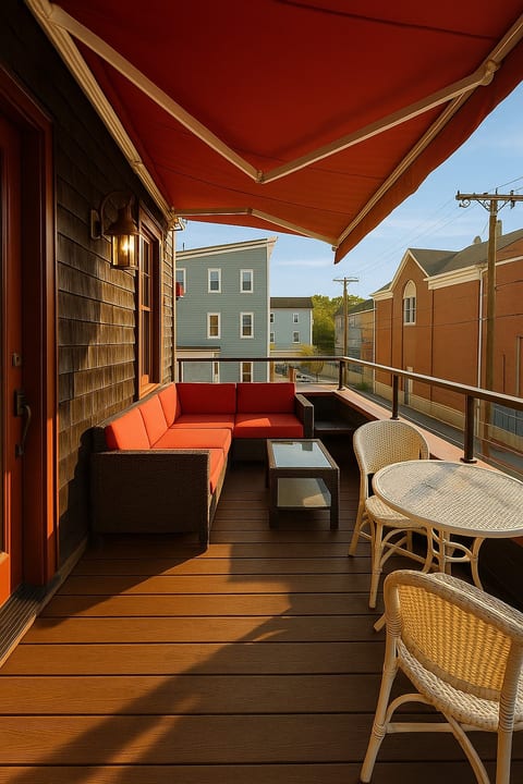 Sip morning coffee on your private balcony under the retractable awning
