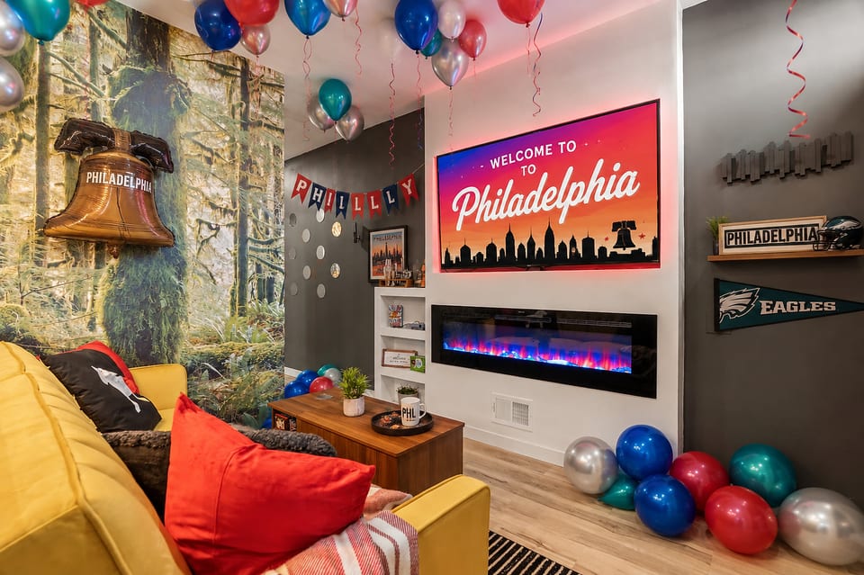 Welcome to Philly! We'd LOVE for you to stay with us!  ...FYI-These decorations are computer generated and will not be at the apartment ; )