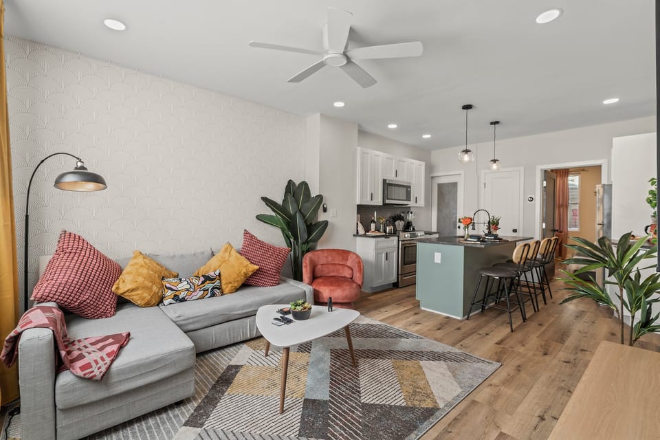 Bright, bold, and beautifully designed—your inviting open layout for lounging or entertaining.