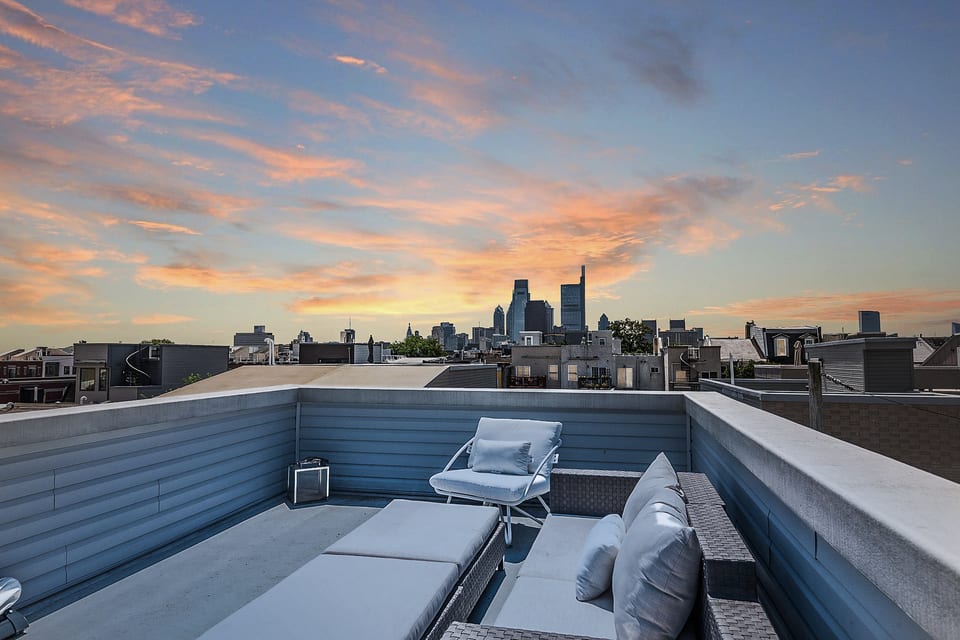 Take in the Philly skyline at sunset from your private roof deck!