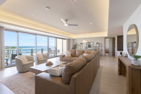 Spacious living area with ocean views