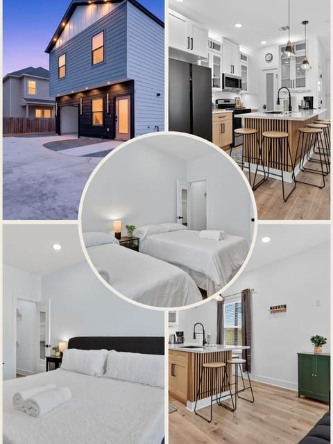 Modern home with sleek kitchen, comfy bedrooms, and private driveway