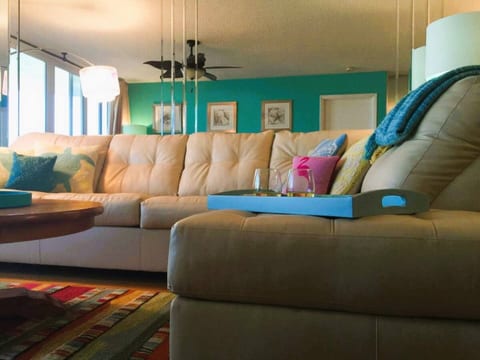 Leather sectional sofa in living room