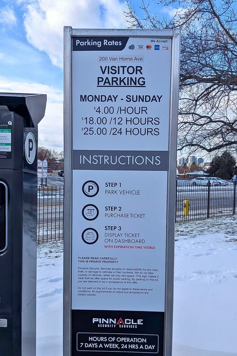 Convenient 24/7 visitor parking with clear rates and easy self-serve access