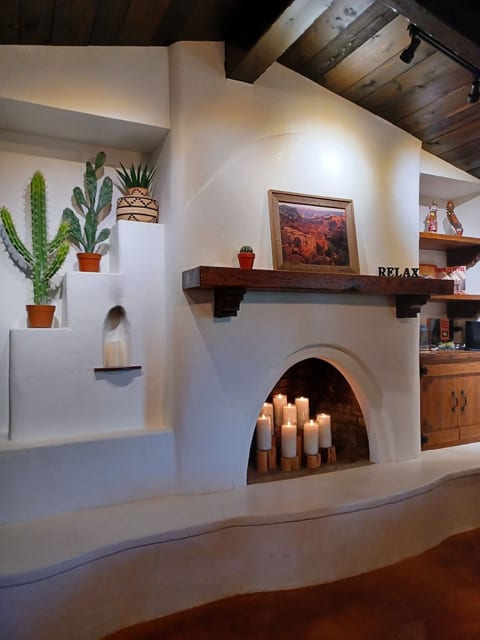 Beautiful stucco fireplace in Living Room 2.