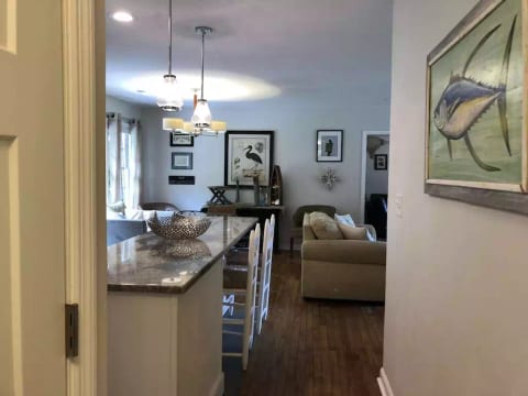 View from the hallway to the kitchen/nook area