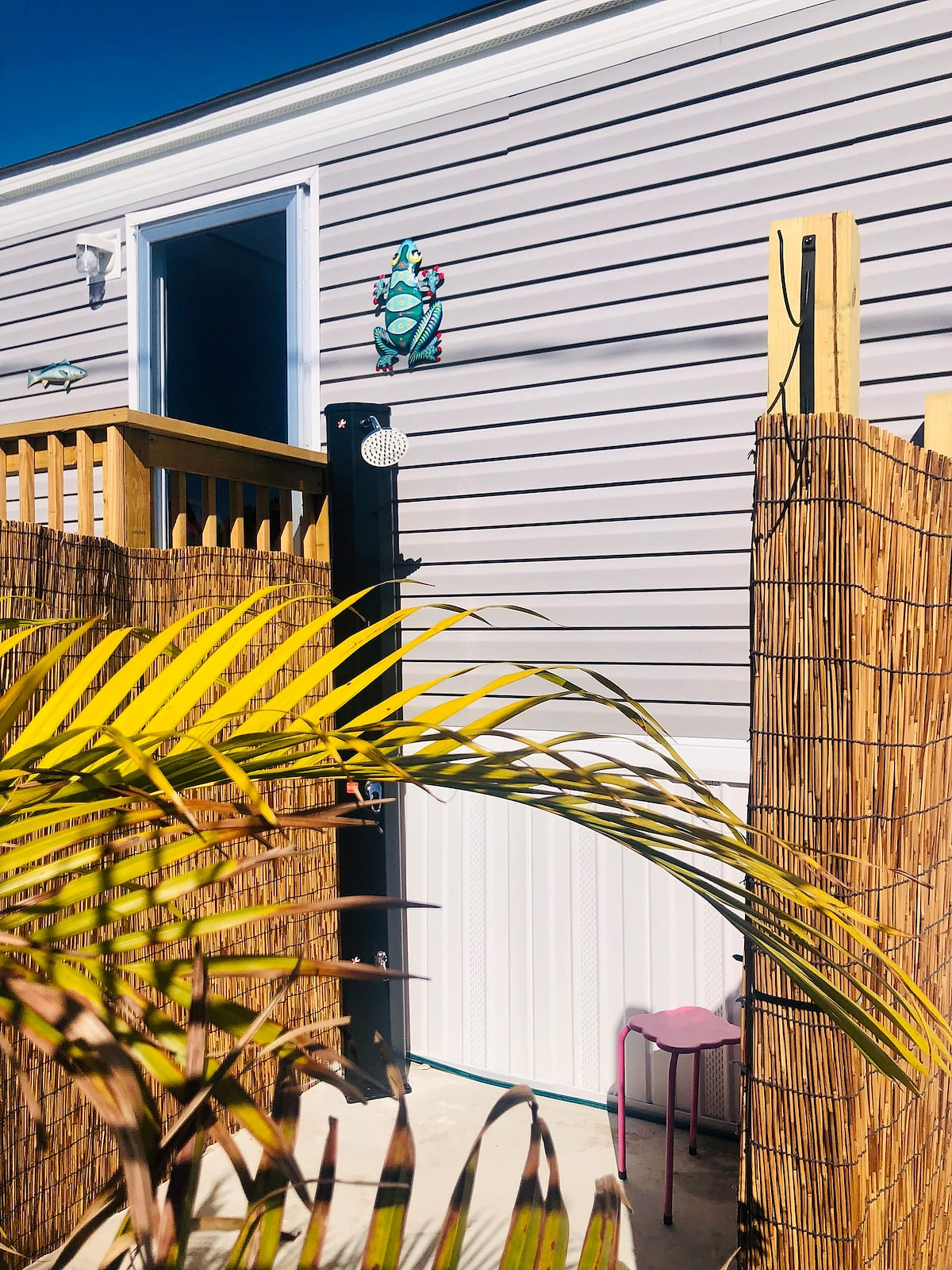 We have a solar shower which will reheat the hot water for you.