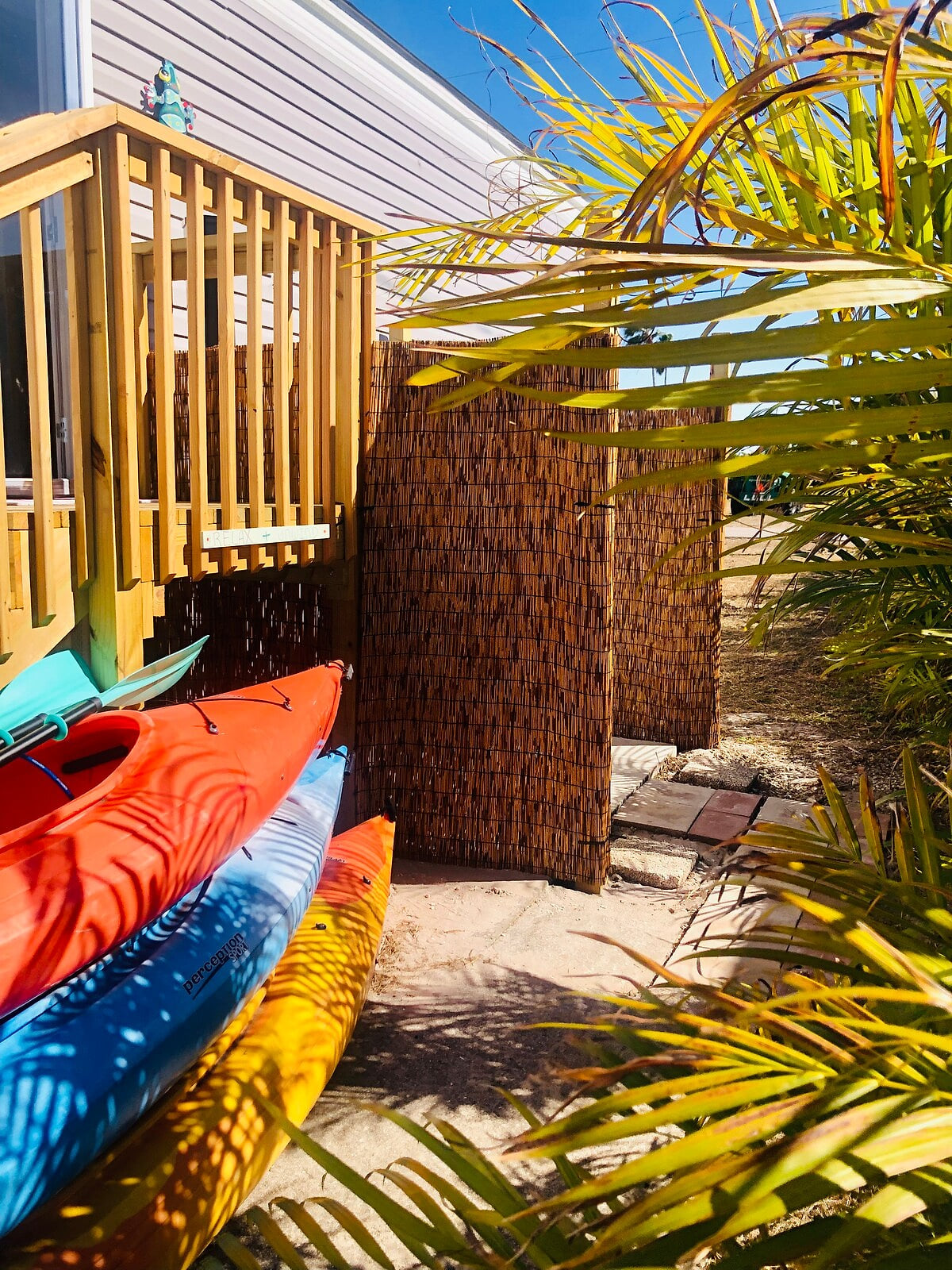 Our tropical outdoor shower area!