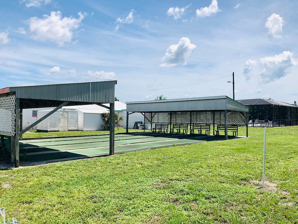 Our shuffleboard courts!  Go ahead and try
White Shed next to it has all your equipment needed.