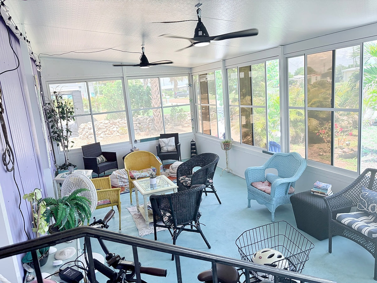 New ceiling fans in lanai to help cool you down