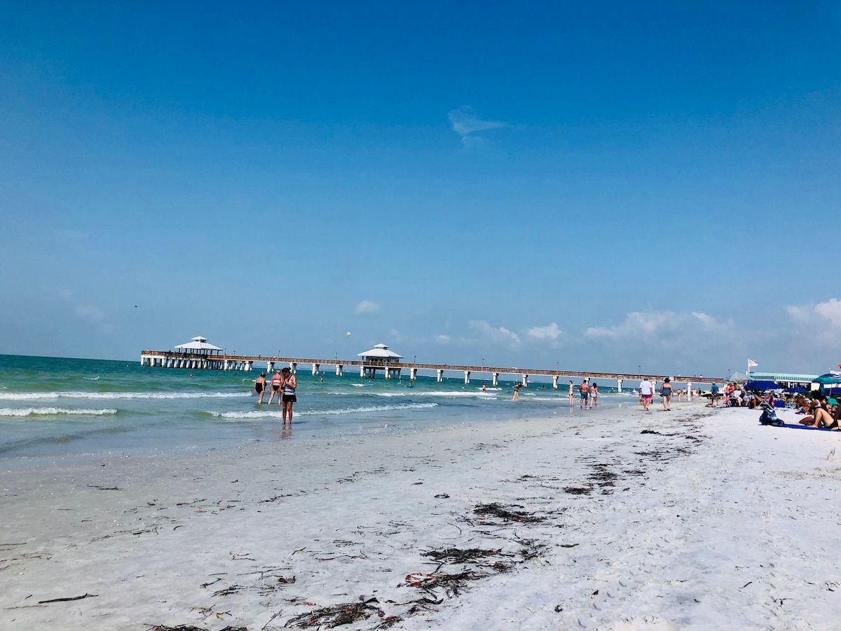 Fort Myers Beach!  Fun beach about 30-40ish minutes from the house.  Go at a good time to miss the traffic or it will take longer!  OR take your boat to this beach, not far at all!
