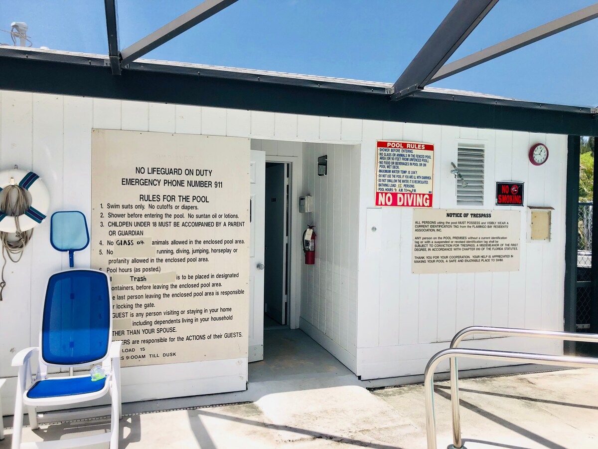 Our pool rules!  Restrooms are on site